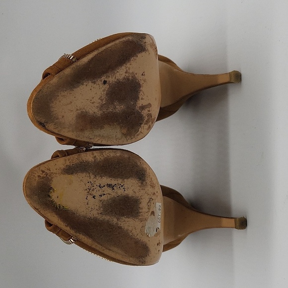 941- Bionda Castana Ankle Suede Boots Open Toe Made In Italy Size 6.5 - Picture 6 of 12